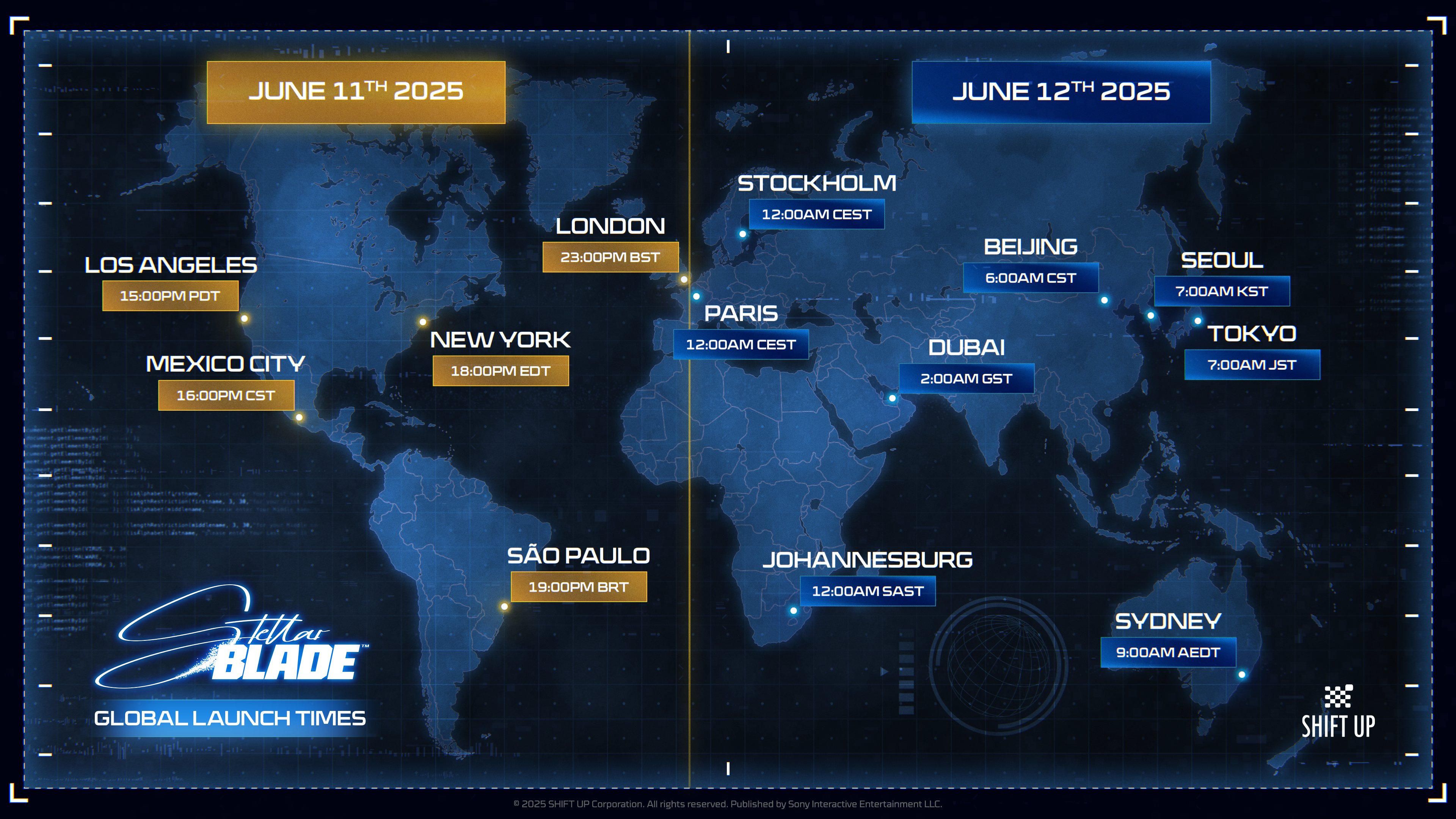 Stellar Blade Global release Times Inforgraphic for every region